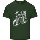 Space Biker Astronaut on a Motorcycle Space Mens Cotton T-Shirt Tee Top Forest Green