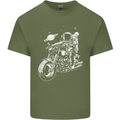 Space Biker Astronaut on a Motorcycle Space Mens Cotton T-Shirt Tee Top Military Green