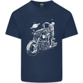 Space Biker Astronaut on a Motorcycle Space Mens Cotton T-Shirt Tee Top Navy Blue