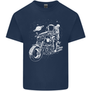 Space Biker Astronaut on a Motorcycle Space Mens Cotton T-Shirt Tee Top Navy Blue