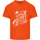 Space Biker Astronaut on a Motorcycle Space Mens Cotton T-Shirt Tee Top Orange
