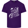 Space Biker Astronaut on a Motorcycle Space Mens Cotton T-Shirt Tee Top Purple
