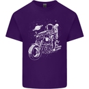 Space Biker Astronaut on a Motorcycle Space Mens Cotton T-Shirt Tee Top Purple