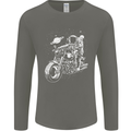 Space Biker Astronaut on a Motorcycle Space Mens Long Sleeve T-Shirt Charcoal