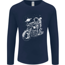Space Biker Astronaut on a Motorcycle Space Mens Long Sleeve T-Shirt Navy Blue