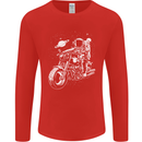 Space Biker Astronaut on a Motorcycle Space Mens Long Sleeve T-Shirt Red