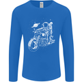 Space Biker Astronaut on a Motorcycle Space Mens Long Sleeve T-Shirt Royal Blue