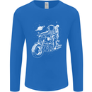 Space Biker Astronaut on a Motorcycle Space Mens Long Sleeve T-Shirt Royal Blue