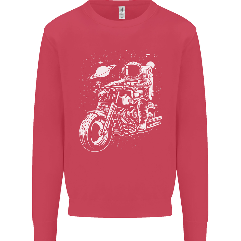 Space Biker Astronaut on a Motorcycle Space Mens Sweatshirt Jumper Heliconia