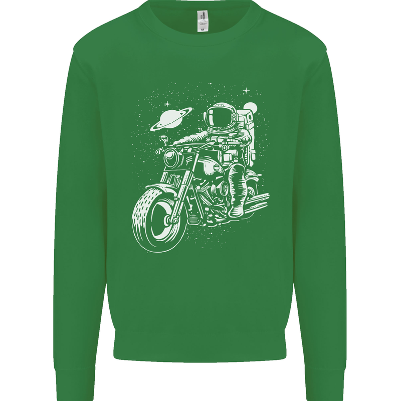Space Biker Astronaut on a Motorcycle Space Mens Sweatshirt Jumper Irish Green