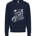 Space Biker Astronaut on a Motorcycle Space Mens Sweatshirt Jumper Navy Blue