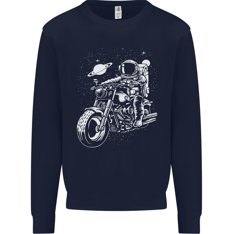 Space Biker Astronaut on a Motorcycle Space Mens Sweatshirt Jumper Navy Blue