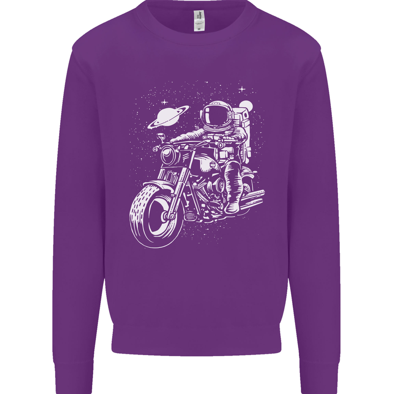 Space Biker Astronaut on a Motorcycle Space Mens Sweatshirt Jumper Purple