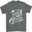 Space Biker Astronaut on a Motorcycle Space Mens T-Shirt Cotton Gildan Charcoal