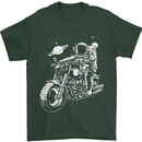 Space Biker Astronaut on a Motorcycle Space Mens T-Shirt Cotton Gildan Forest Green