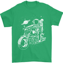 Space Biker Astronaut on a Motorcycle Space Mens T-Shirt Cotton Gildan Irish Green