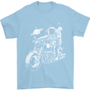 Space Biker Astronaut on a Motorcycle Space Mens T-Shirt Cotton Gildan Light Blue