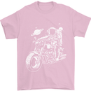 Space Biker Astronaut on a Motorcycle Space Mens T-Shirt Cotton Gildan Light Pink