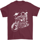 Space Biker Astronaut on a Motorcycle Space Mens T-Shirt Cotton Gildan Maroon