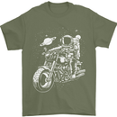 Space Biker Astronaut on a Motorcycle Space Mens T-Shirt Cotton Gildan Military Green