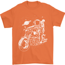 Space Biker Astronaut on a Motorcycle Space Mens T-Shirt Cotton Gildan Orange