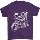 Space Biker Astronaut on a Motorcycle Space Mens T-Shirt Cotton Gildan Purple