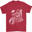 Space Biker Astronaut on a Motorcycle Space Mens T-Shirt Cotton Gildan Red