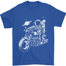 Space Biker Astronaut on a Motorcycle Space Mens T-Shirt Cotton Gildan Royal Blue