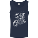 Space Biker Astronaut on a Motorcycle Space Mens Vest Tank Top Navy Blue