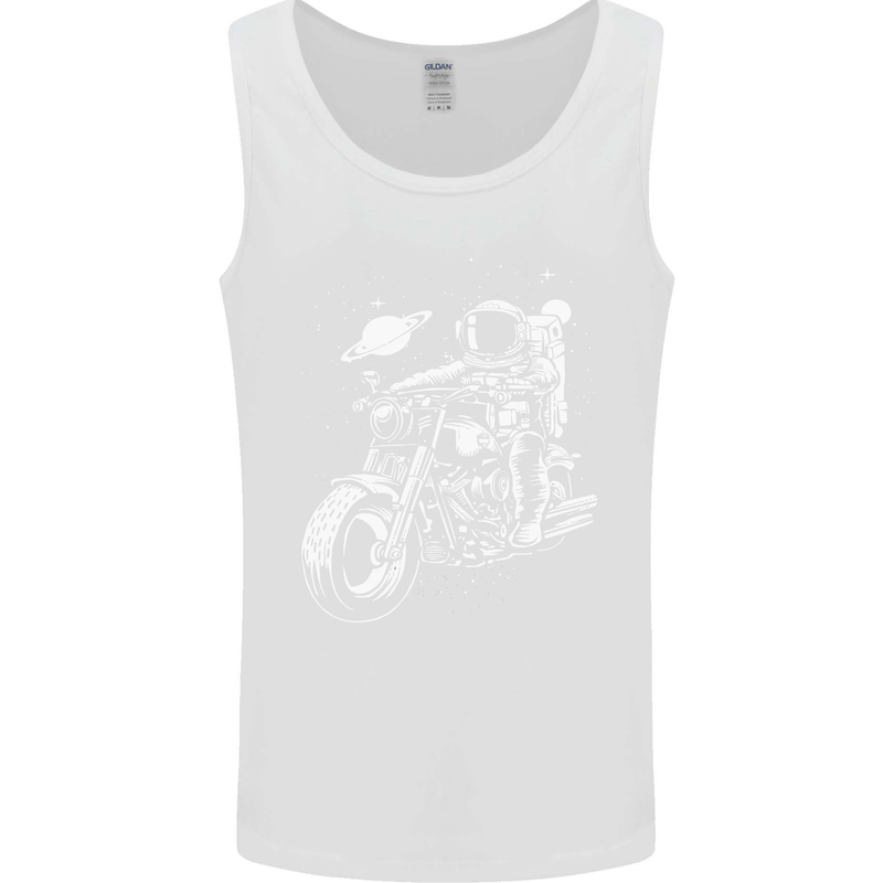 Space Biker Astronaut on a Motorcycle Space Mens Vest Tank Top White