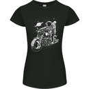 Space Biker Astronaut on a Motorcycle Space Womens Petite Cut T-Shirt Black