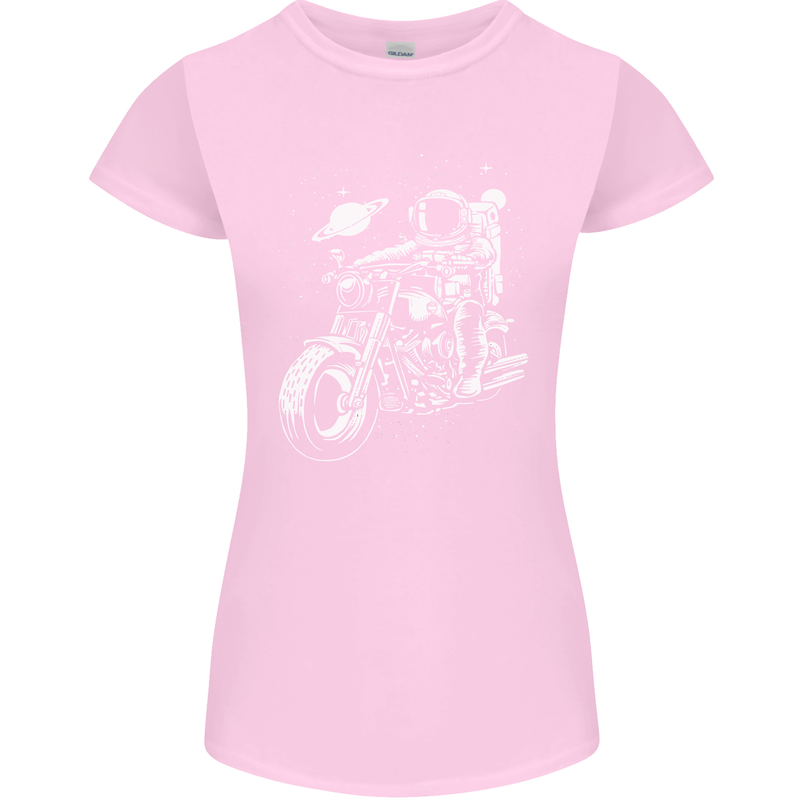 Space Biker Astronaut on a Motorcycle Space Womens Petite Cut T-Shirt Light Pink
