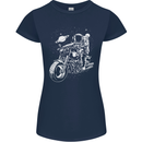 Space Biker Astronaut on a Motorcycle Space Womens Petite Cut T-Shirt Navy Blue