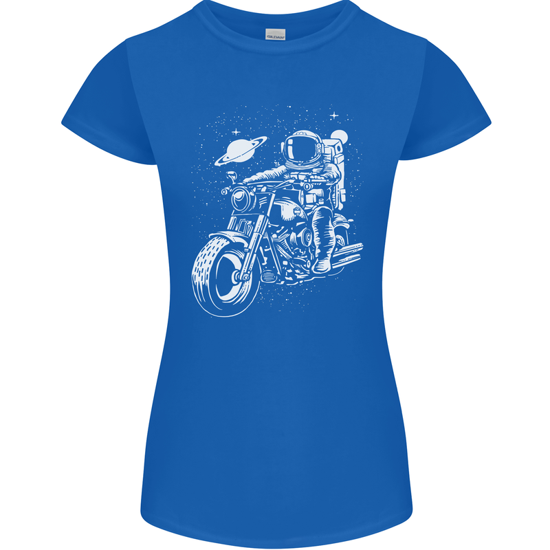 Space Biker Astronaut on a Motorcycle Space Womens Petite Cut T-Shirt Royal Blue