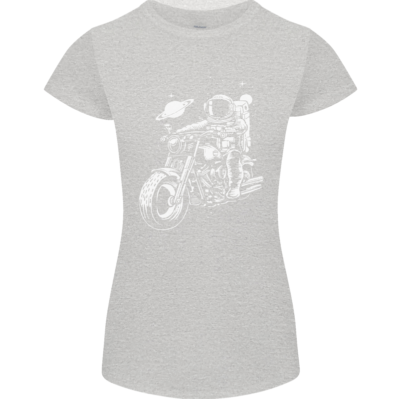 Space Biker Astronaut on a Motorcycle Space Womens Petite Cut T-Shirt Sports Grey