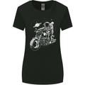 Space Biker Astronaut on a Motorcycle Space Womens Wider Cut T-Shirt Black