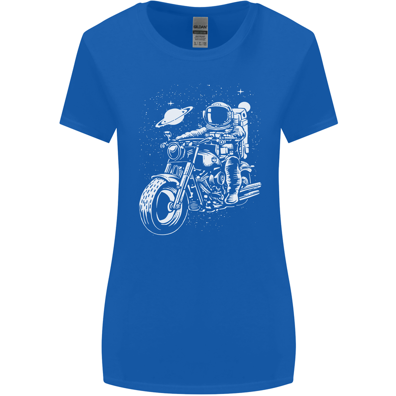 Space Biker Astronaut on a Motorcycle Space Womens Wider Cut T-Shirt Royal Blue