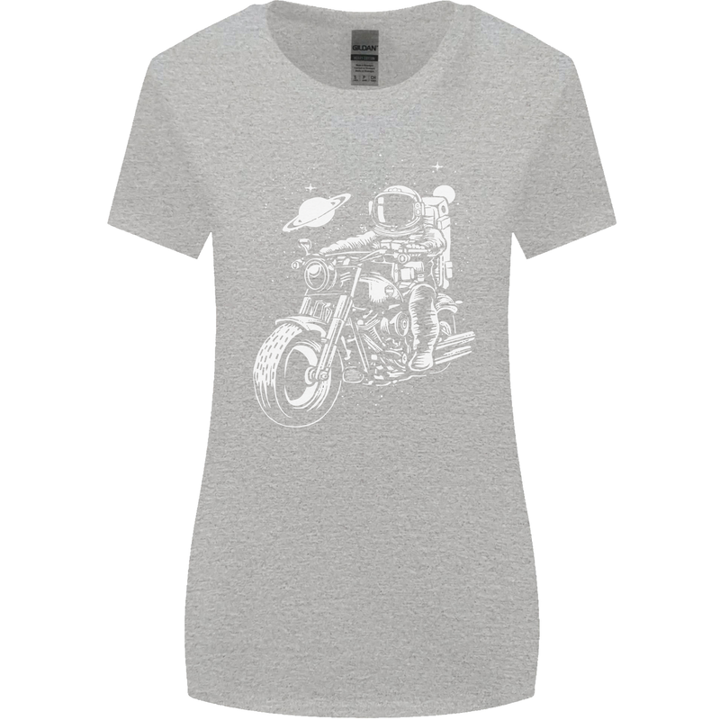 Space Biker Astronaut on a Motorcycle Space Womens Wider Cut T-Shirt Sports Grey