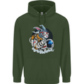 Space Bunny Funny Astronaut Space Rabbit Childrens Kids Hoodie Forest Green