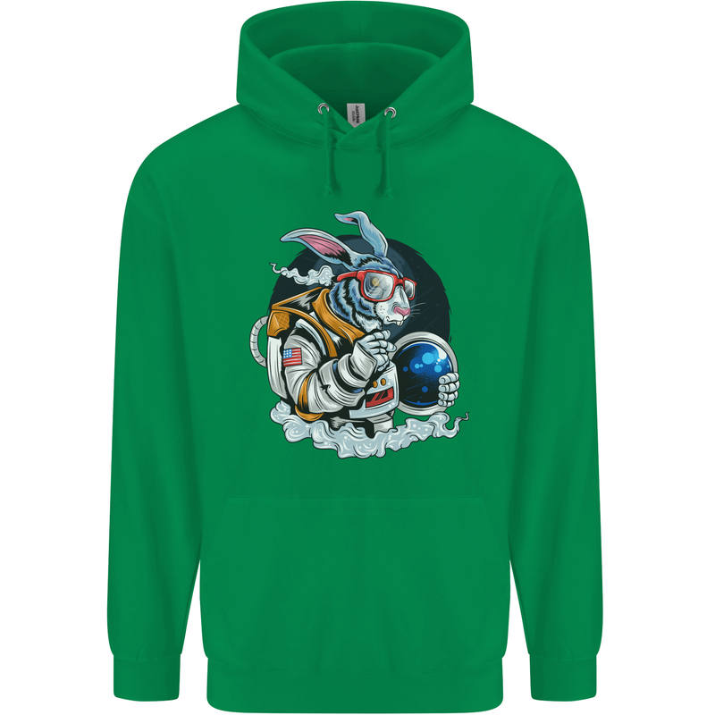 Space Bunny Funny Astronaut Space Rabbit Childrens Kids Hoodie Irish Green