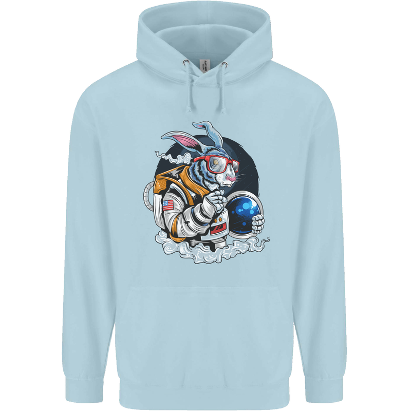 Space Bunny Funny Astronaut Space Rabbit Childrens Kids Hoodie Light Blue