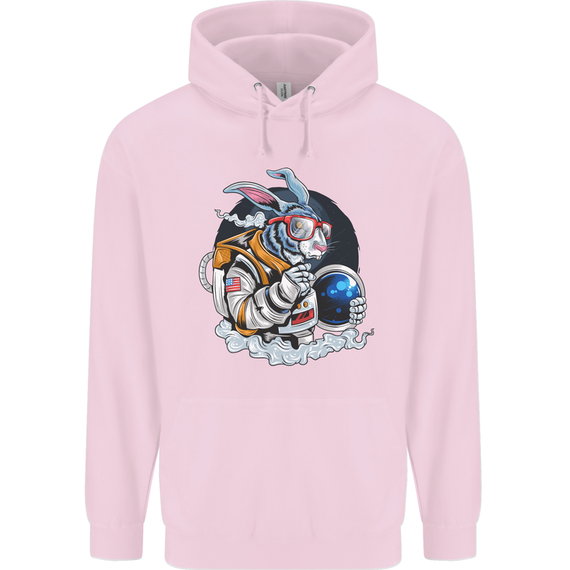 Space Bunny Funny Astronaut Space Rabbit Childrens Kids Hoodie Light Pink