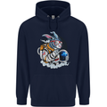 Space Bunny Funny Astronaut Space Rabbit Childrens Kids Hoodie Navy Blue