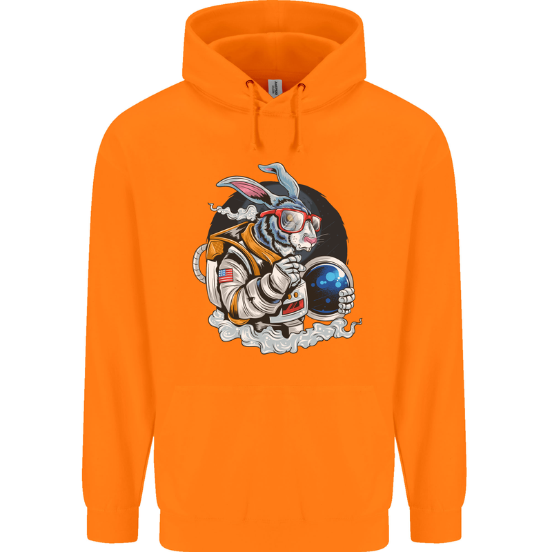 Space Bunny Funny Astronaut Space Rabbit Childrens Kids Hoodie Orange