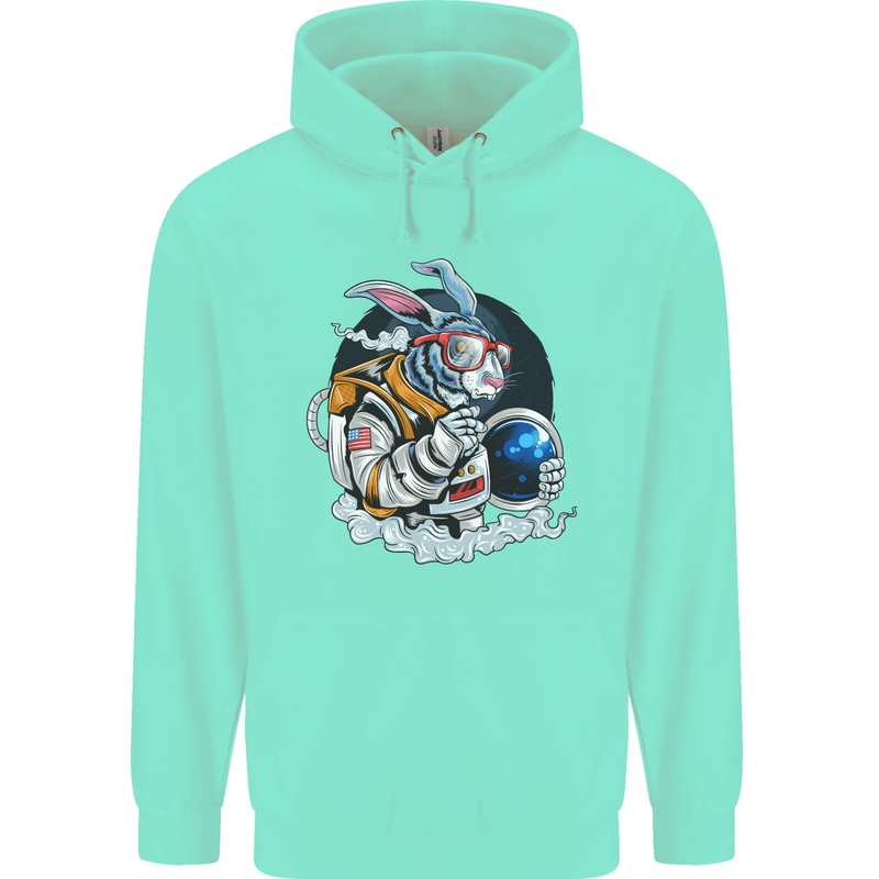 Space Bunny Funny Astronaut Space Rabbit Childrens Kids Hoodie Peppermint