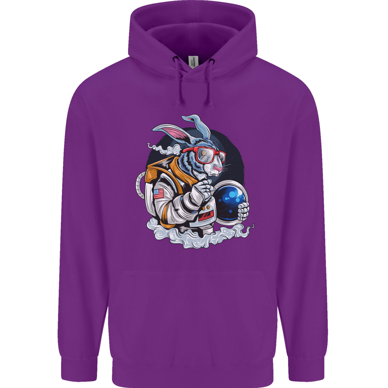 Space Bunny Funny Astronaut Space Rabbit Childrens Kids Hoodie Purple