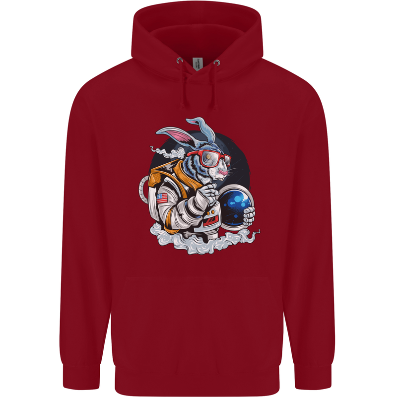 Space Bunny Funny Astronaut Space Rabbit Childrens Kids Hoodie Red