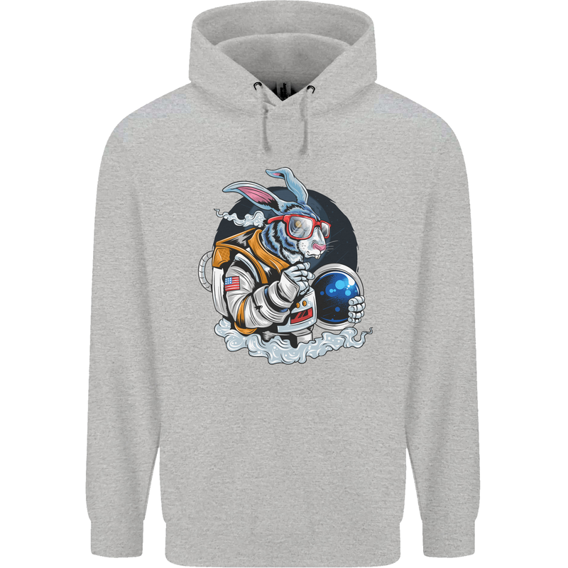 Space Bunny Funny Astronaut Space Rabbit Childrens Kids Hoodie Sports Grey