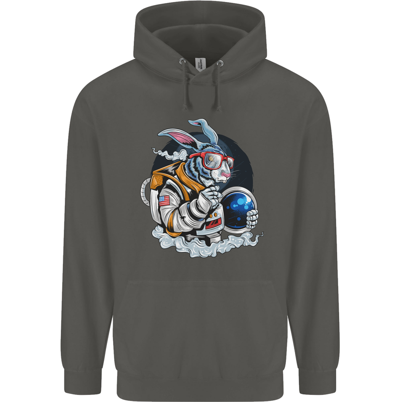 Space Bunny Funny Astronaut Space Rabbit Childrens Kids Hoodie Storm Grey