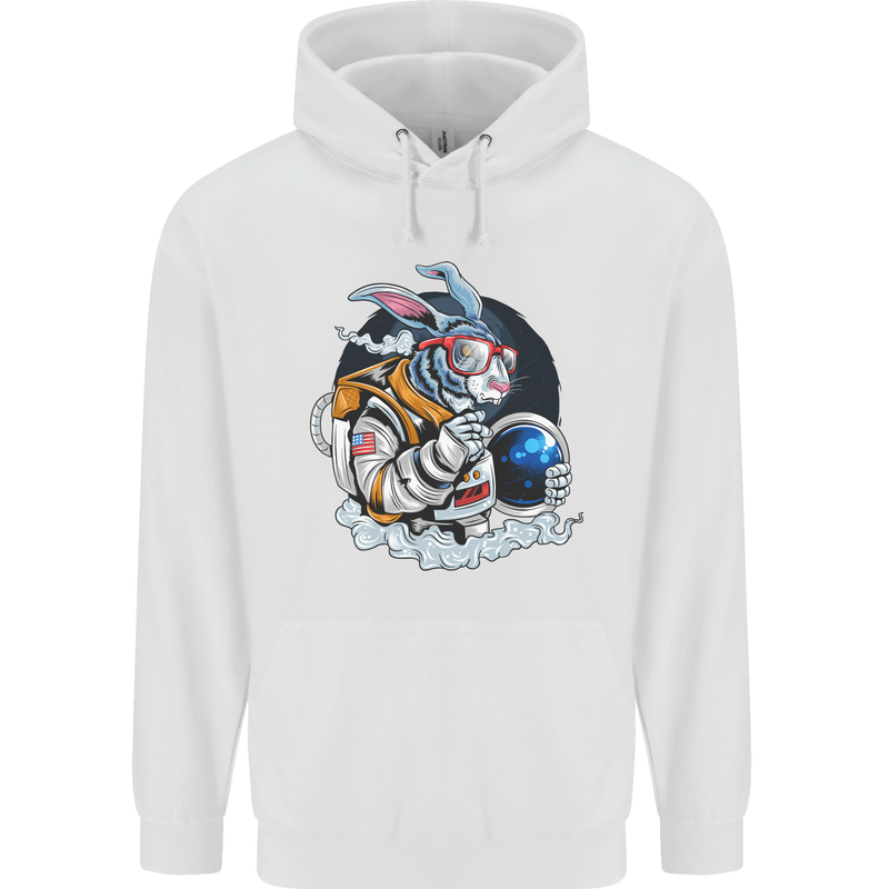 Space Bunny Funny Astronaut Space Rabbit Childrens Kids Hoodie White